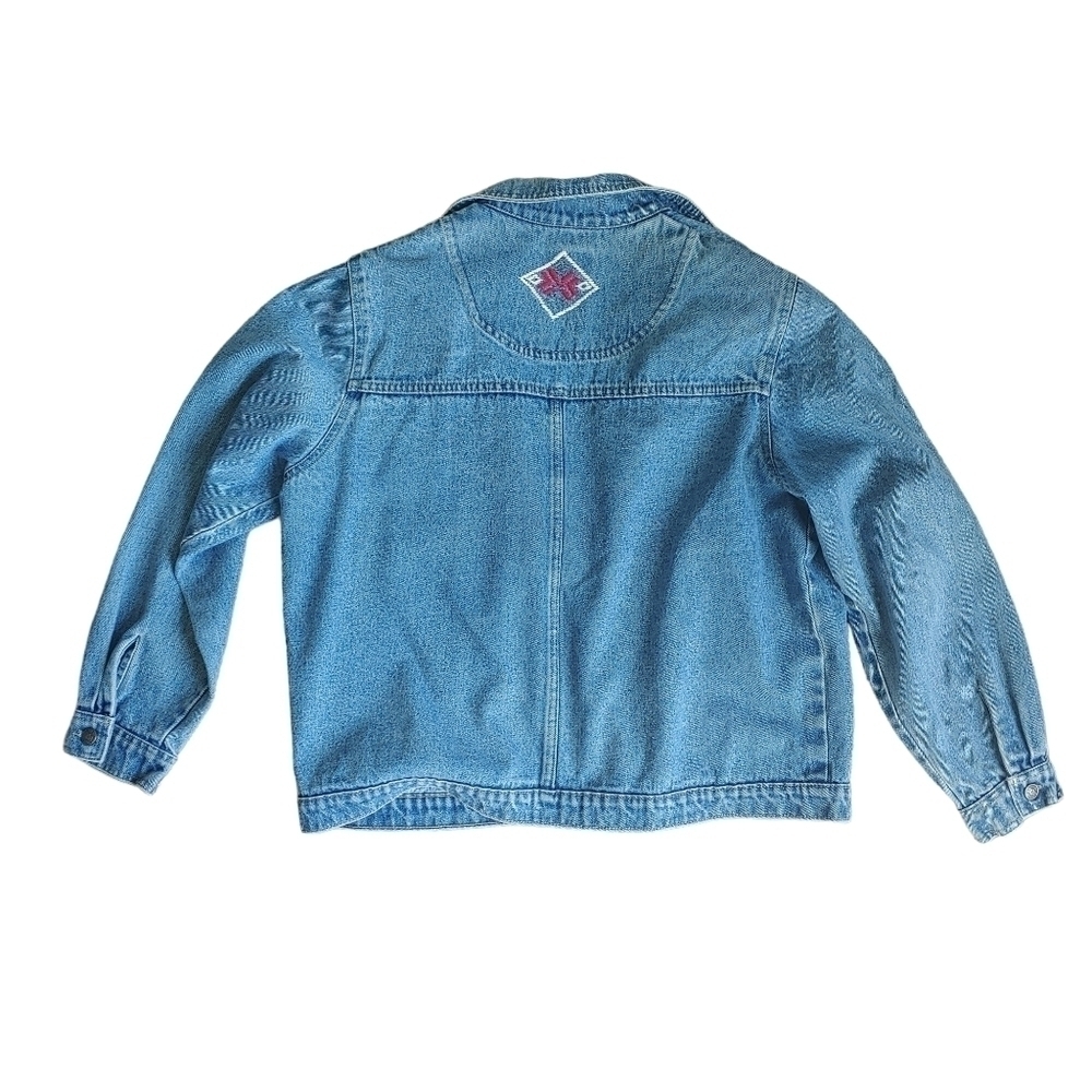 Vintage 90s y2k embroidered denim zip up denim jacket size 2x - Picture 2 of 7